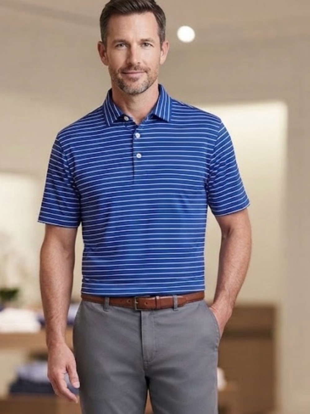 RLX Ralph Lauren Men's  Striped Golf Polo Shirt Moisture Wicking XL NWT